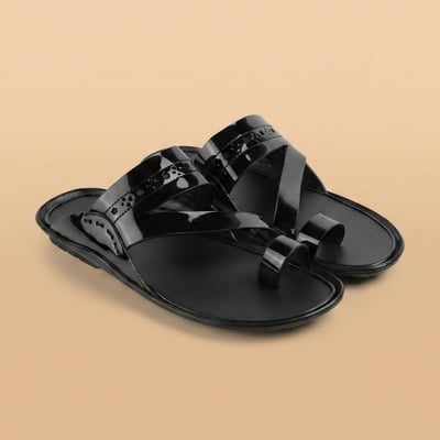 Men Black-pat Casual Slippers