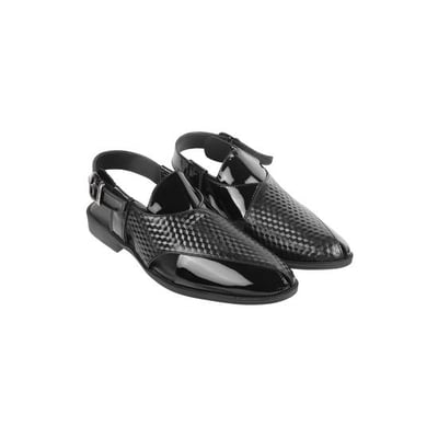 Men Black Ethnic Pathani Sandals