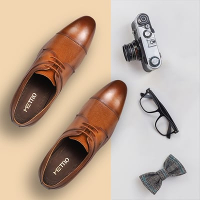 Men Tan Formal Lace Up