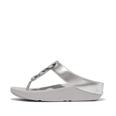 Halo Bead-Circle Metallic Toe-Post Sandals