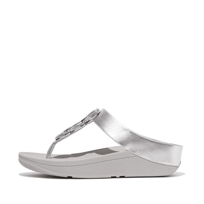 Fino Crystal-Chain M/Leather Toe-Post Sandals