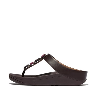 Fino Multi-Stone Leather Toe-Post Sandals