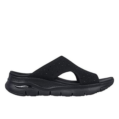 Women Black-suede Sports Slides