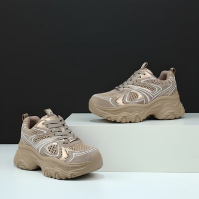 Women Gold Sports Walking Shoes