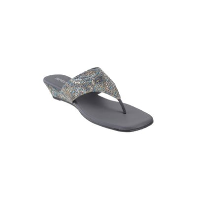 Women Grey Ethnic Slip Ons