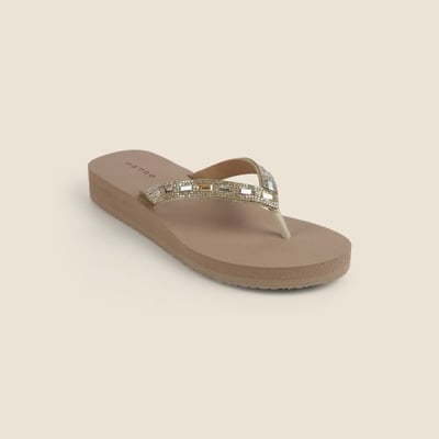 Women Gold Casual Slippers