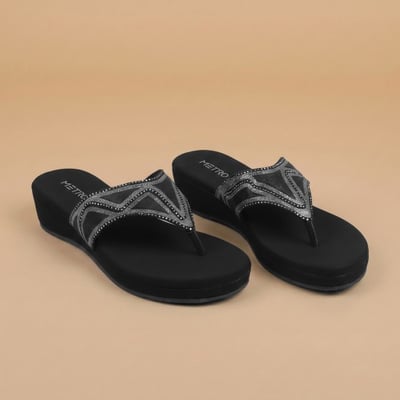Women Black Casual Slippers