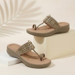 Women Dark-beige Ethnic Kolhapuris