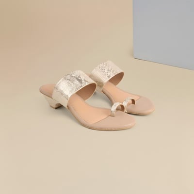 Women Gold Ethnic Slip Ons