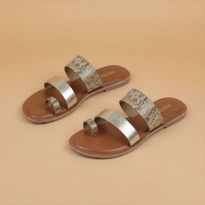 Women Gold Casual Slippers