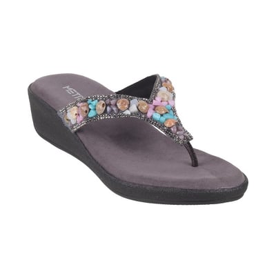 Women Gun-Metal Casual Slippers