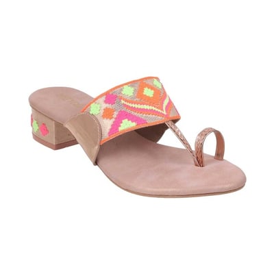 Women Rose-Gold Ethnic Slip Ons