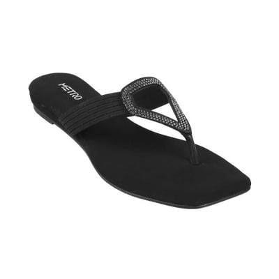 Women Black Ethnic Slip Ons
