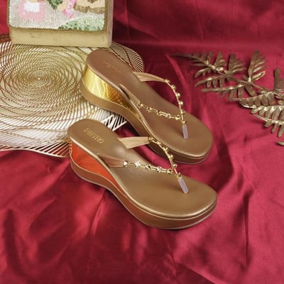 Women Antic-gold Casual Slip Ons
