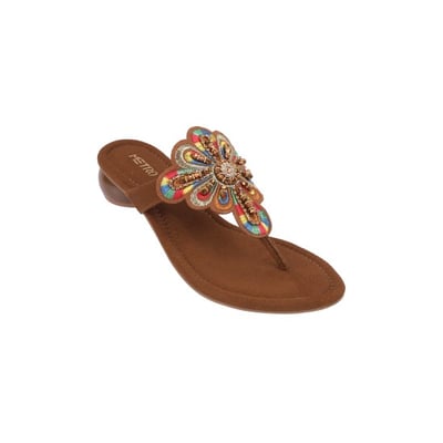 Women Tan Ethnic Slip Ons