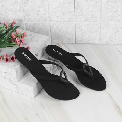 Women Black Casual Slippers