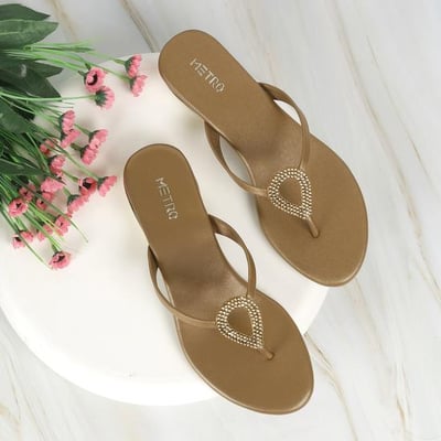 Women Antique-Gold Casual Slippers