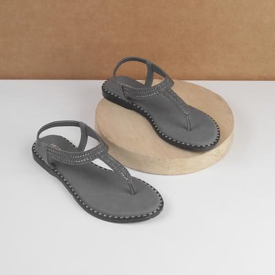 Women Gun-metal Casual Sandals