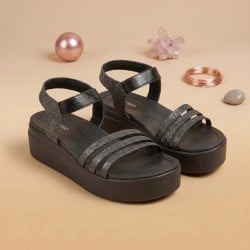 Women Gun-Metal Casual Sandals