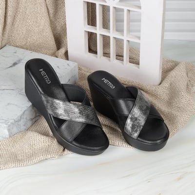 Women Black Casual Slip Ons