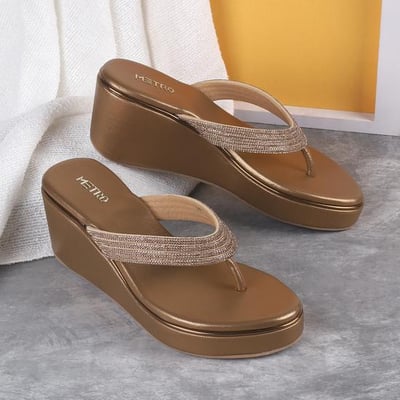 Women Antique-Gold Casual Slip Ons