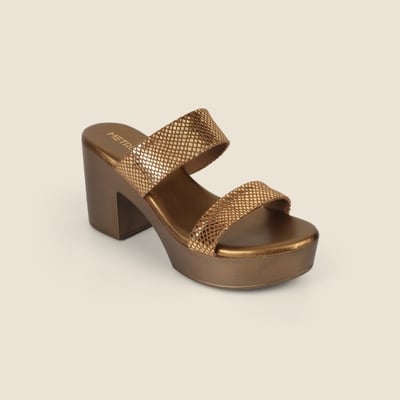 Women Antic-gold Party Slip Ons