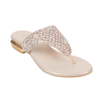 Women Gold Ethnic Slippers