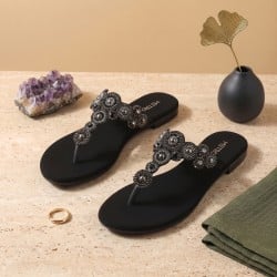 Women Black Party Slippers