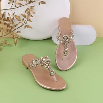 Women Gold Party Slippers
