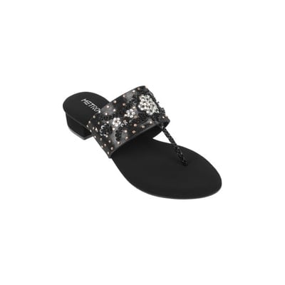 Women Black Ethnic Slip Ons