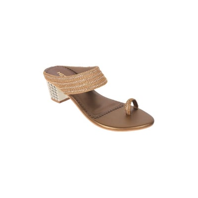Women Antique-Gold Ethnic Slip Ons