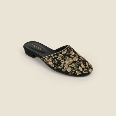Women Black Ethnic Slip Ons