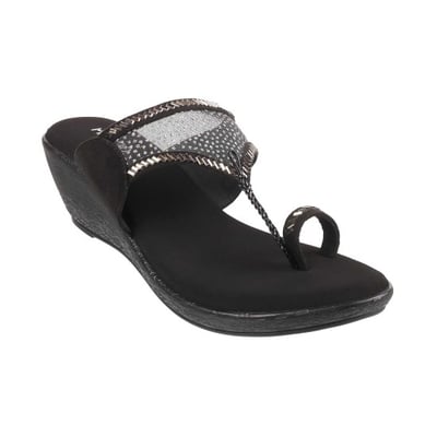 Women Black Ethnic Slip Ons