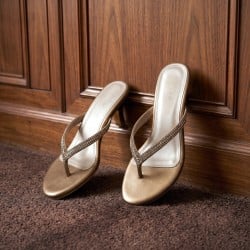 Women Antic-gold Party Slip Ons