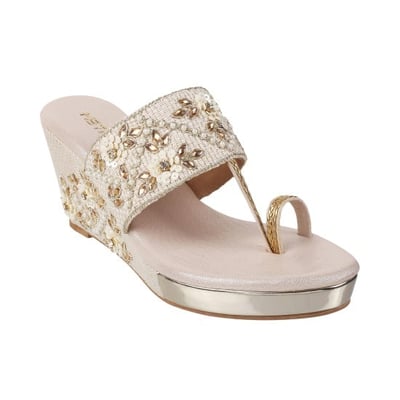 Women Gold Ethnic Slip Ons