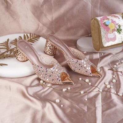 Women Rose-gold Wedding Slip Ons