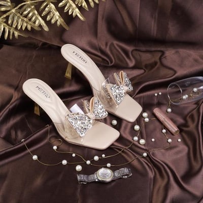 Women Beige Party Slip Ons