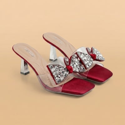 Women Maroon Party Slip Ons