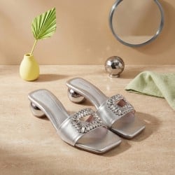 Women Silver Party Slip Ons