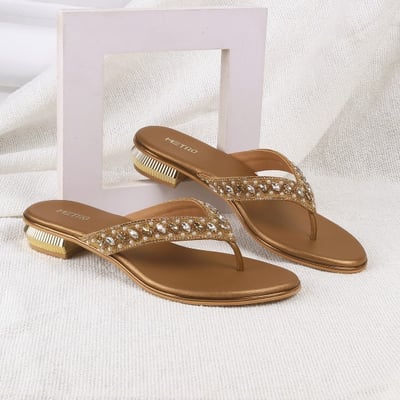 Women Antic-gold Party Slippers