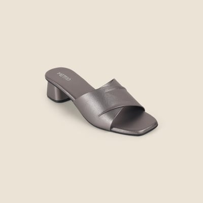 Women Gun-Metal Casual Slip Ons