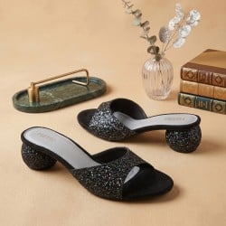 Women Black Party Slip Ons