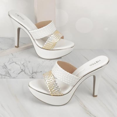 Women White Party Slip Ons