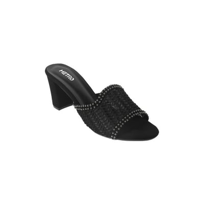 Women Black Ethnic Slip Ons