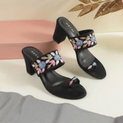 Women Black Ethnic Slip Ons
