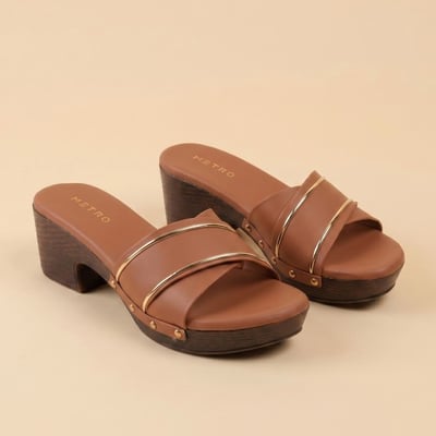 Women Tan Casual Slip Ons