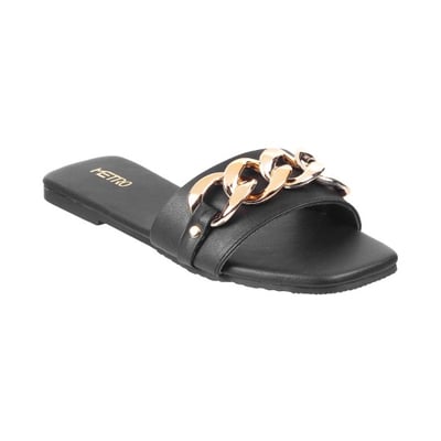 Women Black Casual Slippers