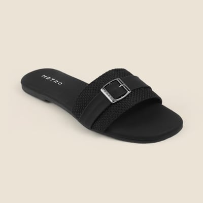 Women Black Casual Slip Ons