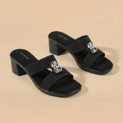 Women Black Casual Slip Ons