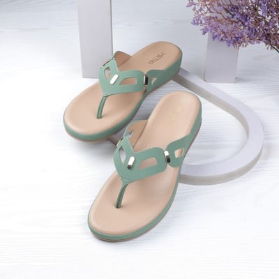 Women Green Casual Slippers